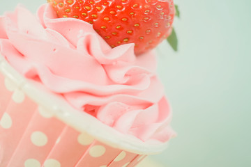 strawberry cupcake in pastel color style


