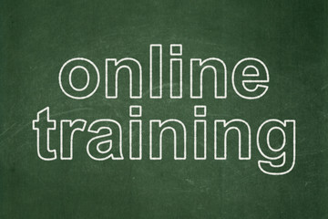 Education concept: Online Training on chalkboard background