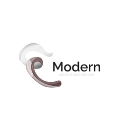 Wave ribbon logo, vector abstract shape