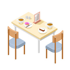 A vector isometric illustration of Eating at Diner.
Eating a snack at a Diner or Cafe.