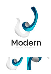 Vector abstract ribbon logo with business card identity design