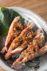 Grilled Rib Steak and Pan Seared Shrimps