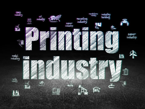 Industry concept: Printing Industry in grunge dark room