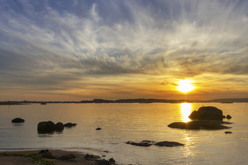Fototapeta na wymiar Sunset over Arousa Island