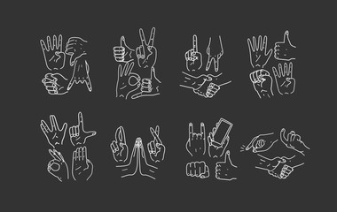 Hands.Gestures. Hand drawn vector illustration. Isolated. Doodle.