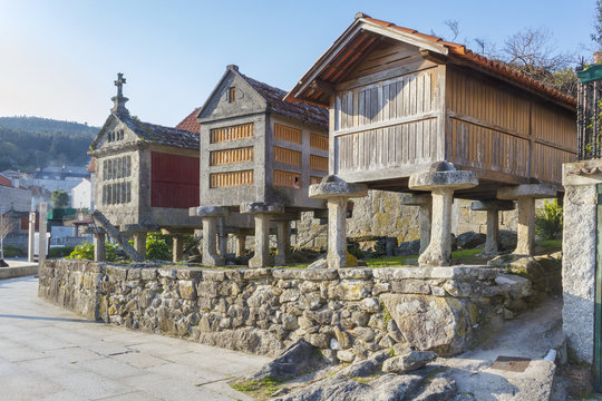 Traditional barns in Combarro fishing village