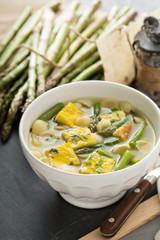 Homemade asparagus and frittata soup