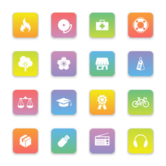 Fototapeta premium gradient colored flat safety and miscellaneous icon set on rounded rectangle for web design, user interface (UI), infographic and mobile application (apps)