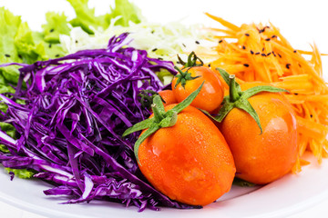 Tomato salad white plate