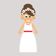 cartoon girl and white dress