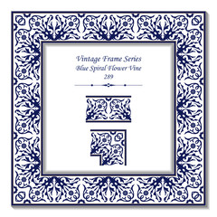 Vintage 3D frame 289 Blue Spiral Flower Vine