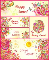 Set of Easter colorful banners