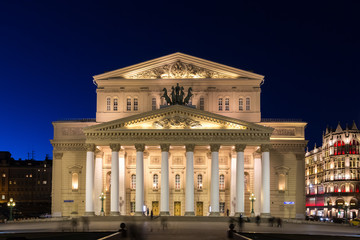 Fototapeta na wymiar Night view of Big Theater in Moscow, Russia