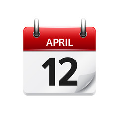 April 12. Vector flat daily calendar icon. Date and time, day, month. Holiday.