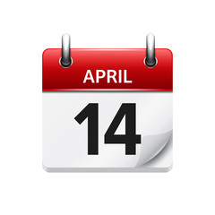 April 14. Vector flat daily calendar icon. Date and time, day, month. Holiday.