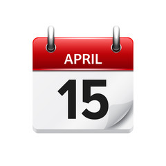 April 15. Vector flat daily calendar icon. Date and time, day, month. Holiday.