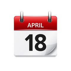 April 18. Vector flat daily calendar icon. Date and time, day, month. Holiday.
