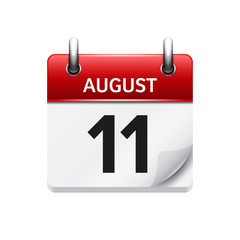 August 11. Vector flat daily calendar icon. Date and time, day, month. Holiday.