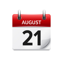 Fototapeta premium August 21. Vector flat daily calendar icon. Date and time, day, month. Holiday.