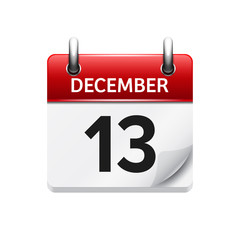 December 13 . Vector flat daily calendar icon. Date and time, day, month. Holiday.