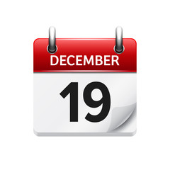 December 19 . Vector flat daily calendar icon. Date and time, day, month. Holiday.