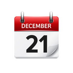 December 21 . Vector flat daily calendar icon. Date and time, day, month. Holiday.