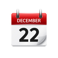 December  22. Vector flat daily calendar icon. Date and time, day, month. Holiday.
