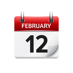 February 12. Vector flat daily calendar icon. Date and time, day, month. Holiday.