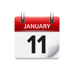 January 11. Vector flat daily calendar icon. Date and time, day, month. Holiday.