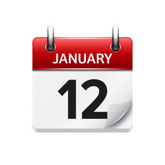 January 12. Vector flat daily calendar icon. Date and time, day, month. Holiday.