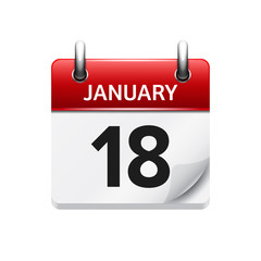 January 18. Vector flat daily calendar icon. Date and time, day, month. Holiday.