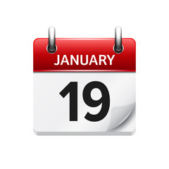 January 19. Vector flat daily calendar icon. Date and time, day, month. Holiday.