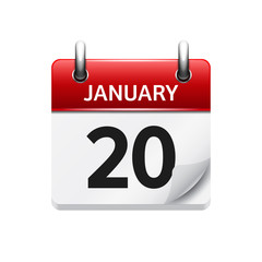 January 20. Vector flat daily calendar icon. Date and time, day, month. Holiday.