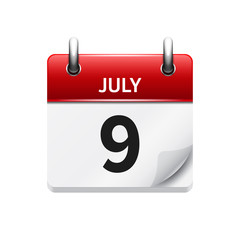 July  9. Vector flat daily calendar icon. Date and time, day, month. Holiday.