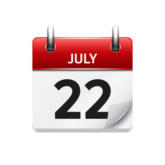 July  22. Vector flat daily calendar icon. Date and time, day, month. Holiday.