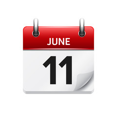 June 11 . Vector flat daily calendar icon. Date and time, day, month. Holiday.