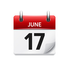 June 17 . Vector flat daily calendar icon. Date and time, day, month. Holiday.