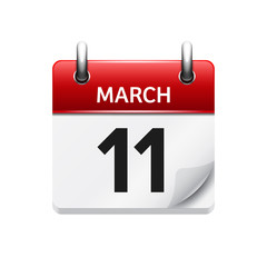 March 11. Vector flat daily calendar icon. Date and time, day, month. Holiday.