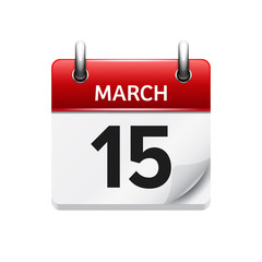 March 15. Vector flat daily calendar icon. Date and time, day, month. Holiday.