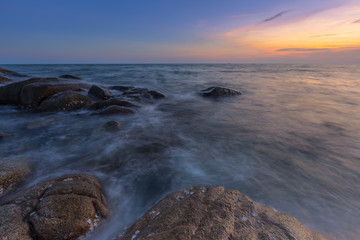 rock beach in Rayong, Thailand at sunset - Lan Hin Khao