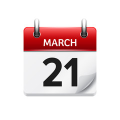 March 21. Vector flat daily calendar icon. Date and time, day, month. Holiday.