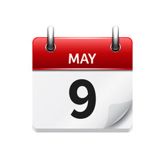 May  9. Vector flat daily calendar icon. Date and time, day, month. Holiday.