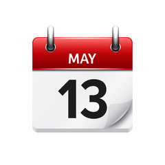 May  13. Vector flat daily calendar icon. Date and time, day, month. Holiday.