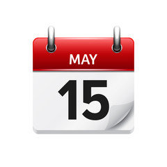May  15. Vector flat daily calendar icon. Date and time, day, month. Holiday.
