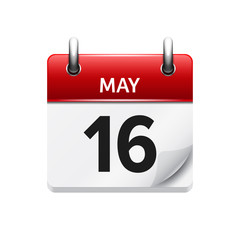 May  16. Vector flat daily calendar icon. Date and time, day, month. Holiday.