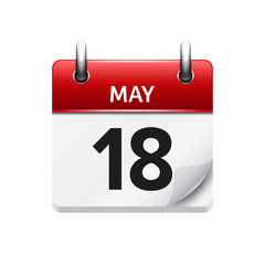 May 18 . Vector flat daily calendar icon. Date and time, day, month. Holiday.