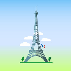 Fototapeta na wymiar Flat design of Eiffel tower illustration vector