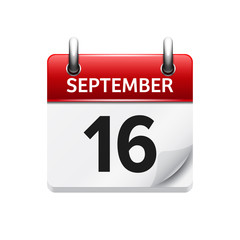 September  16. Vector flat daily calendar icon. Date and time, day, month. Holiday.