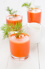 Carrot juice in glasses
