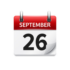 September 26 . Vector flat daily calendar icon. Date and time, day, month. Holiday.